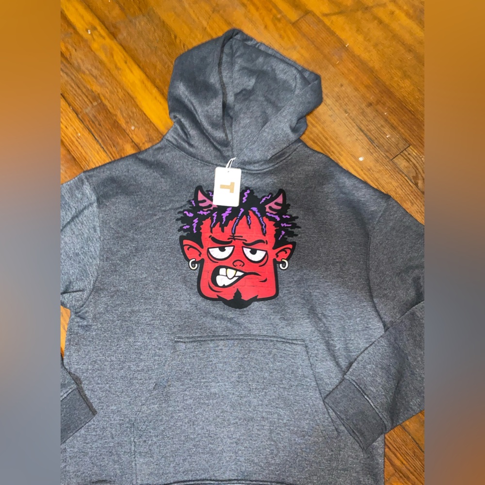 Men's Gray Hoodie with Red Graphic